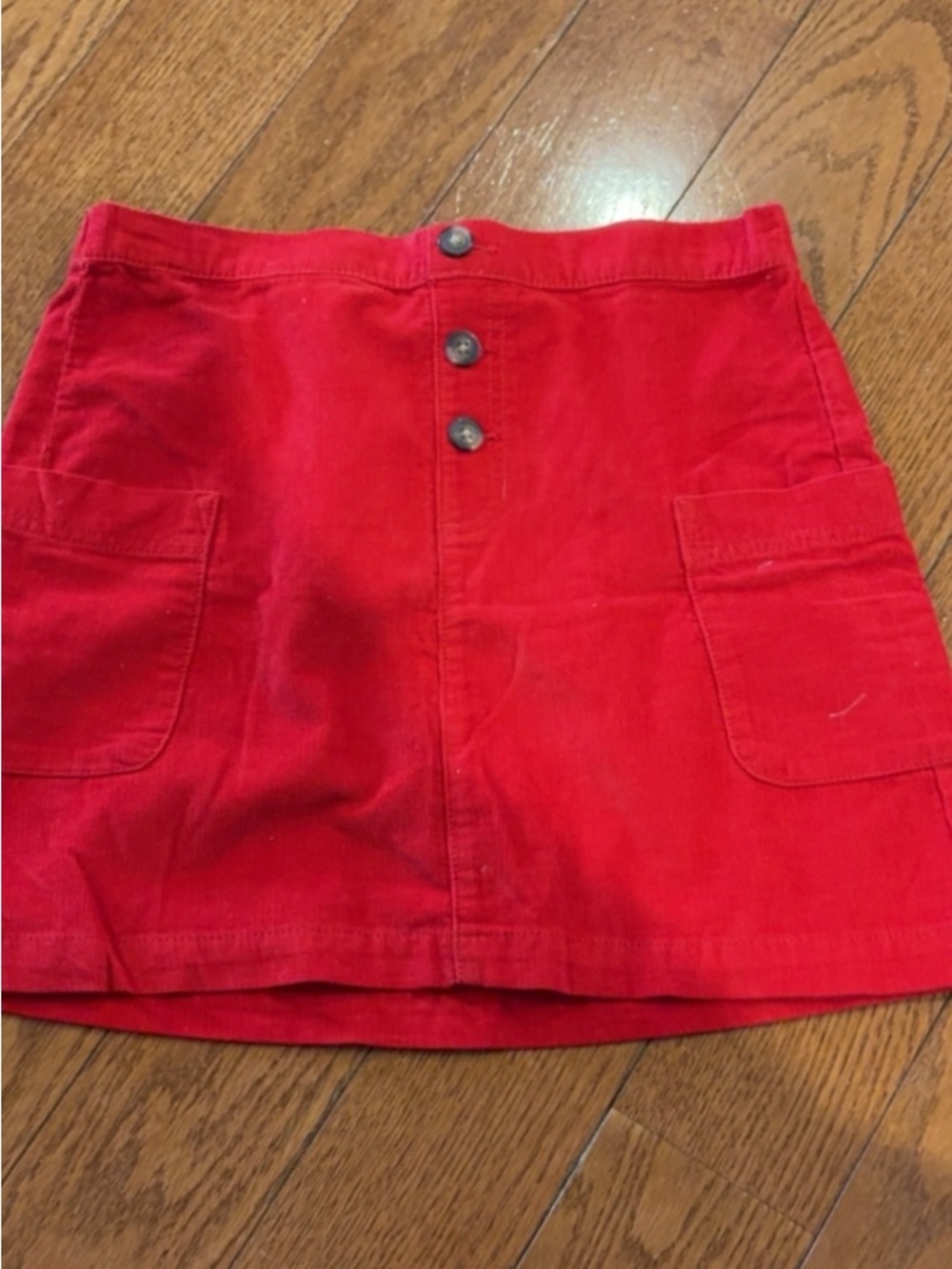wonder nation Red Button-Front Corduroy Mini Skirt